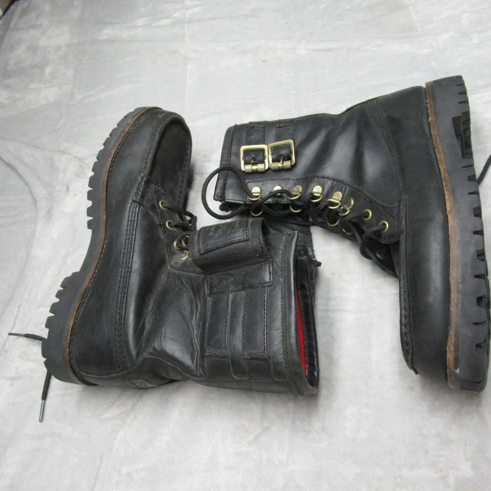 Polo Ralph Lauren Mens 9.5D Wolcott Boots BLK Leather Buckle Work Combat Ranger - Picture 6 of 16